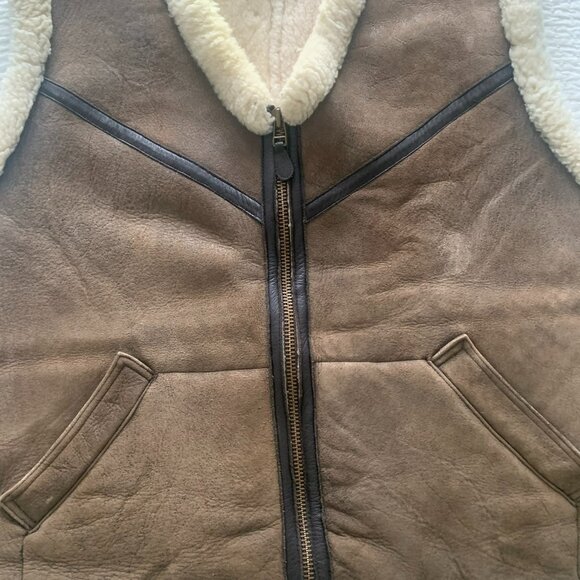 J. Peterman Company Jacket Men’s Size XL Vintage Brown 100% Lamb Leather Vest - Picture 1 of 14